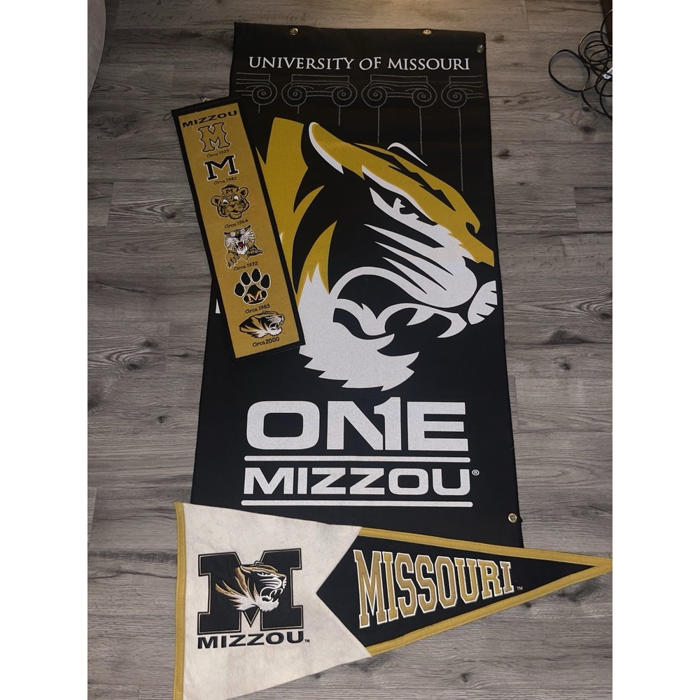 Vintage Missouri‎ Tigers Mizzou Banner And Sign Bundle Black & Yellow